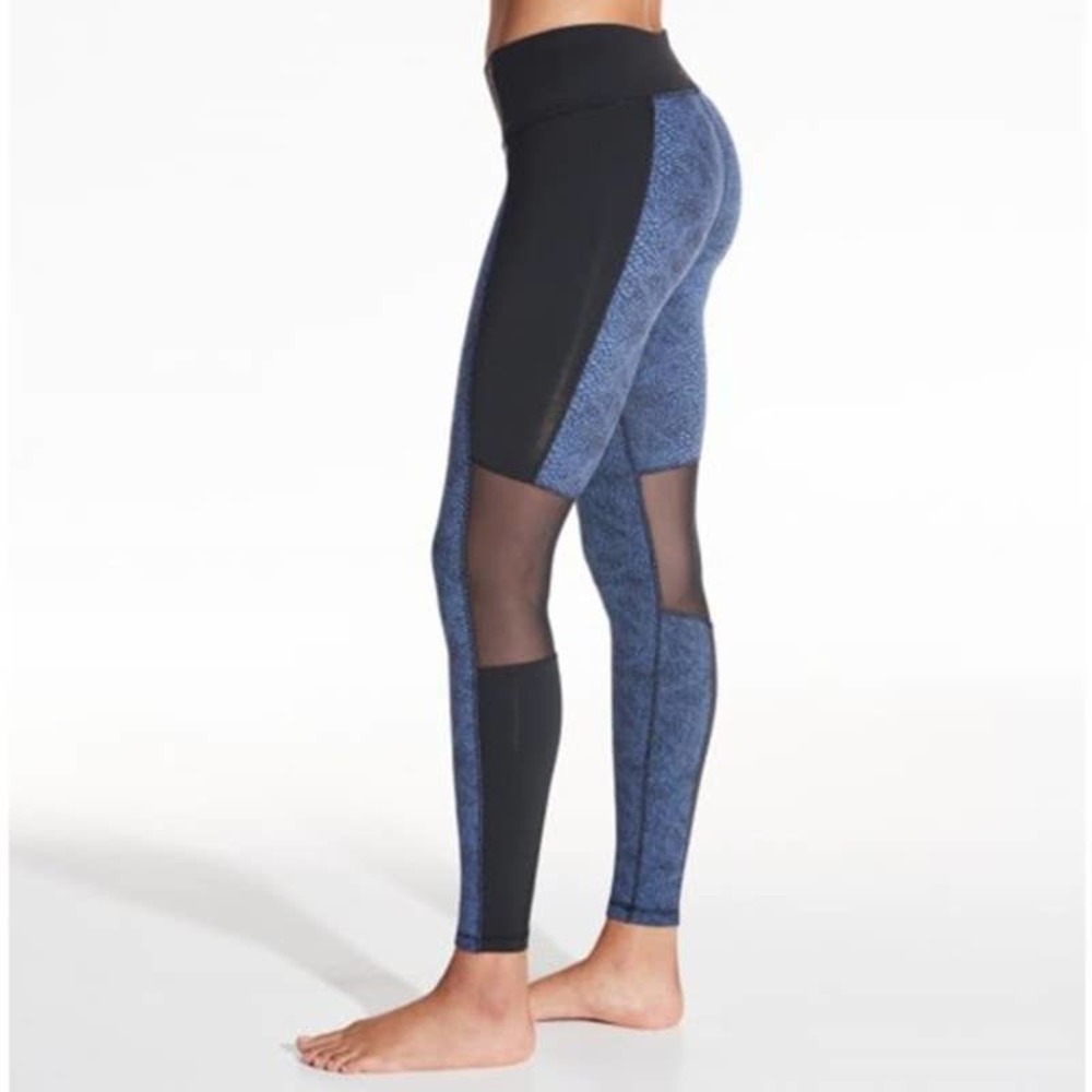 CALIA Textured Print Mesh Insert Leggings Size M Blue Black Active Tight Fit - Picture 2 of 9